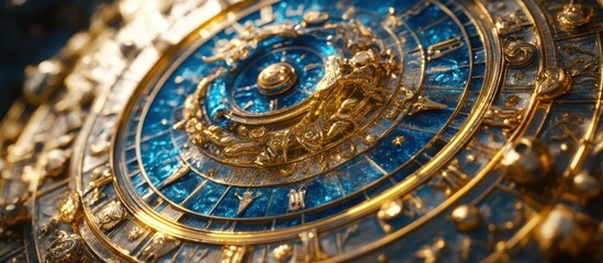 Obraz premium Celestial Orrery Gold Zodiac Clock