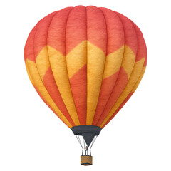 Fototapeta premium Colorful Hot Air Balloon in Vibrant Sunset Sky, isolated on transparent background.