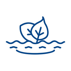 Naklejka premium Simple Icon of Withered Leaves Floating on Water 