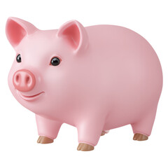 Cute Pink Piggy Bank for Savings and Financial Concepts, isolated on transparent background.
