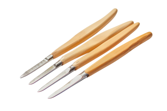 Artisan tools neatly displayed, highlighting craftsmanship and precision for sculpting joy isolated on transparent background - Powered by Adobe