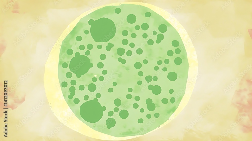 Poster abstract green form with circular patterns creates soft organic atmosphere