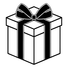 White gift box with ribbon isolated on white background for holiday and celebration themes