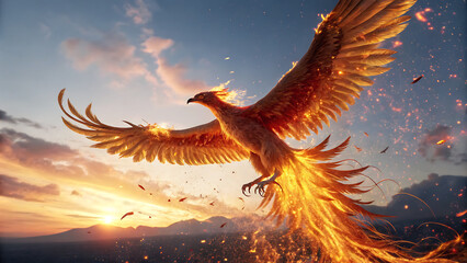 Phoenix Spirit in Flame and Sky – Fantasy Scene