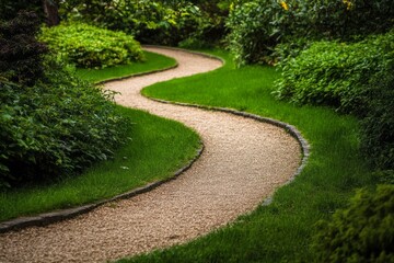 Fototapeta premium a path, minimal green grass and sand