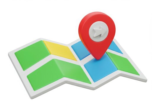 Map with a red pointer location on white background