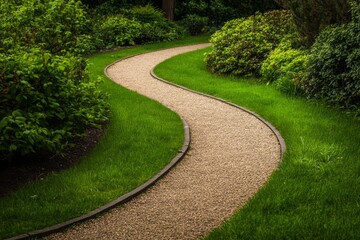 Fototapeta premium a path, minimal green grass and sand