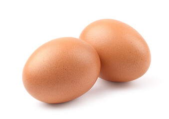 Fresh eggs isolated on white background.