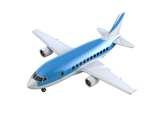 3D airplane with blue accents, symbolizing travel, aviation, or transportation. Generative AI