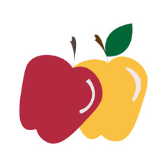 Red and yellow apple illustration