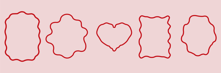 Hand drawn frame set. Cute coquette borders for wedding invitations, birthday card, lunch menus