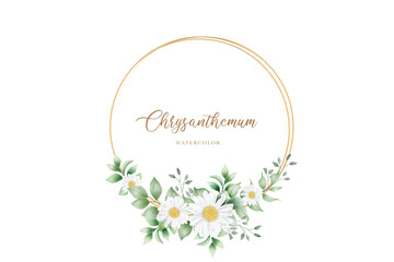Watercolor white daisy wreath illustration