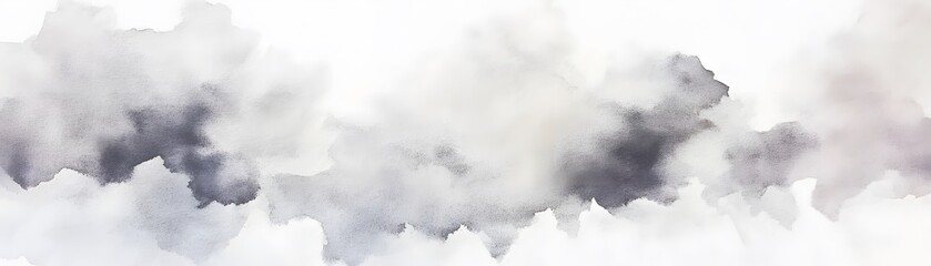 Obraz premium A serene watercolor depiction of soft, muted cloudscapes.