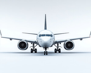 Naklejka premium Front View of a Modern Airplane on Isolated White Background Highlighting Aviation Technology and Design