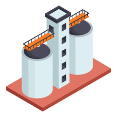 sludge storage components isometric Concept, Silos Deep Cone vector icon design, Water Treatment Purification Plant symbol, Environment Friendly Industry Sign, Desalination Biotechnology illustration © shmai