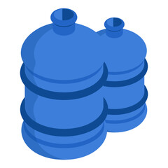 Empty Mineral Water Bottle isometric Concept, 5 Gallon Plastic vector icon design, Water Treatment Purification Plant symbol, Environment Friendly Industry Sign,Desalination Biotechnology illustration