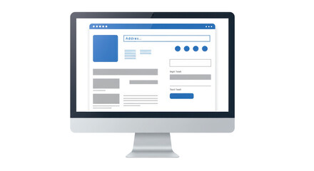 Isolated Computer Monitor with Website Design