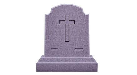 Isolated Gray Gravestone with Cross