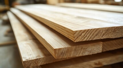 Carpenter sanding wooden planks in a workshop. Featuring wood finishing and craftsmanship