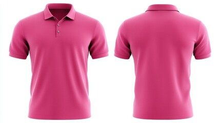 Pink polo shirt mockup front and back view