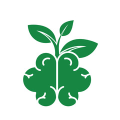 mental health icon. sustainability symbol. brain and leaf. psychology, calmness, green energy. Solid design style. vector design template