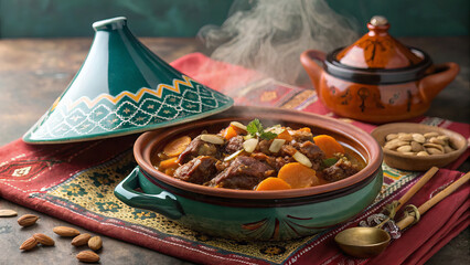 Lamb Tagine with Apricots in Traditional Moroccan Pot
