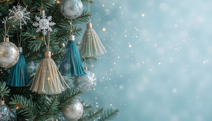 christmas tree decorations on snow