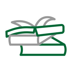 Books Vector Line Dark Green with Grey Icon Design