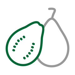 Guava Vector Line Dark Green with Grey Icon Design
