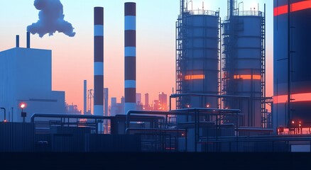 Industrial complex at dawn