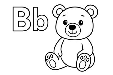 Obraz premium Alphabet Letter B (Bear) Coloring Page - Educational Animal Printable for Kids