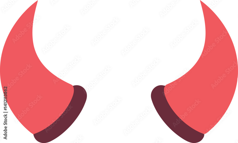 Poster red devil horns with dark inner shading in flat minimal design isolated on white vector illustration