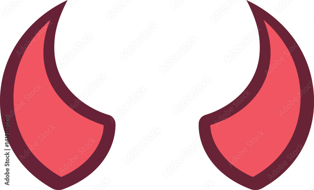 Aufkleber red devil horns simple flat minimal design with shadow effect vector illustration