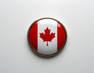 Displaying Round Emblem with Maple Leaf Design on White Surface