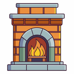 Fireplace Cozy Winter Evening Illustration