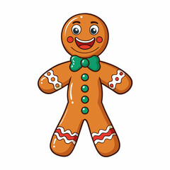 Gingerbread Man Cute Holiday Dessert Illustration