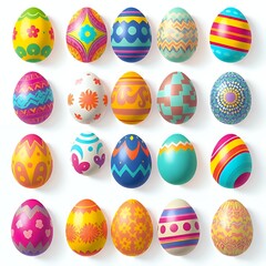 Fun and Bright Easter Egg Patterns in a Grid, Celebrating the Joy of Springtime