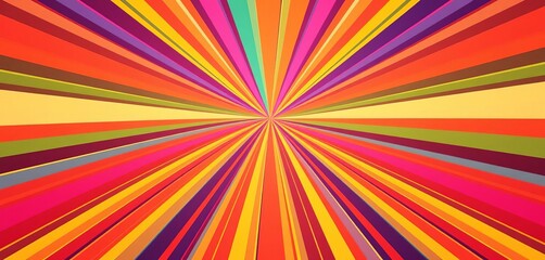 Vibrant retro sunburst background with multicolored rays and ample copy space, wallpaper, illustration
