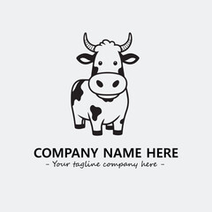 Cow illustration black and white for logo company vector image
