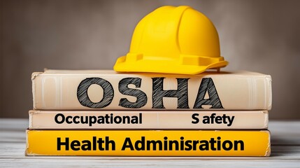osha Worker occupational safety health administration manual book with yellow construction hat