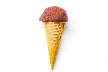 ice cream cone chocolate flavor isolated on white background