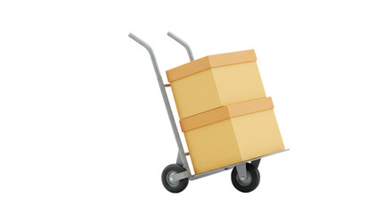 Isolated Hand Truck with Boxes