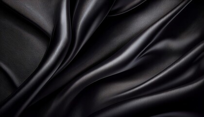 Fototapeta premium Smooth elegant black satin texture abstract background. Generated image