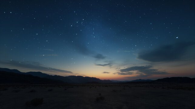 sunset in the mountains 
night sky with clouds