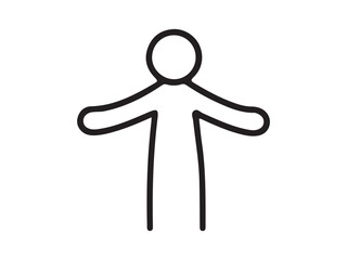 Simple line drawing of a person with outstretched arms.
