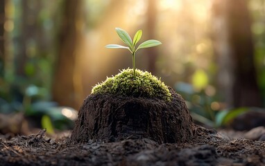 Young sprout emerging from soil