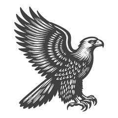 Obraz premium Simple Golden Eagle Starting to Fly Vector Design – Vintage Logo & Retro Illustration