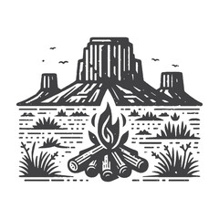 Simple Campfire Vector Design – Vintage Logo & Retro Illustration