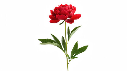 a red peony on a transparent background, PNG image, PNG file, Generative art.