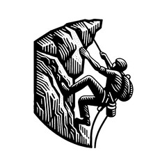 Fototapeta premium Simple Rock Climber Vector Design – Vintage Logo & Retro Illustration
